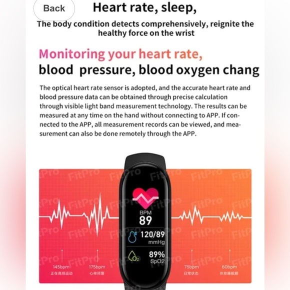 Smart Band 7 Black Multifunction Fitness Tracker Blood Oxygen  Bluetooth - Picture 7 of 13